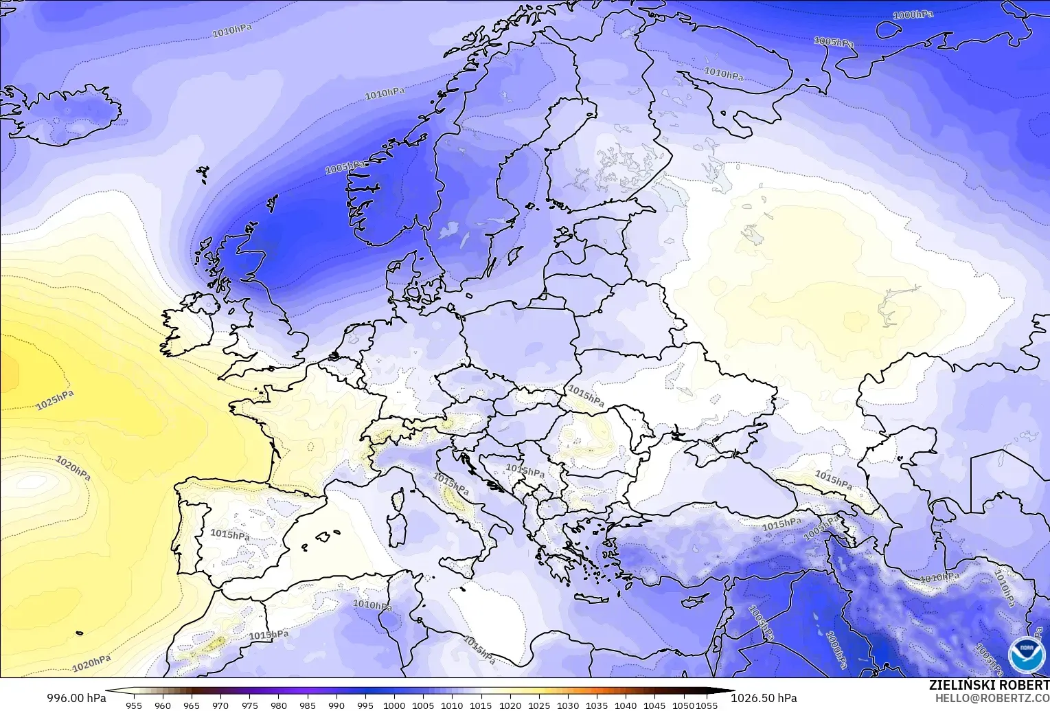 GFS modelo - Europa, Presión