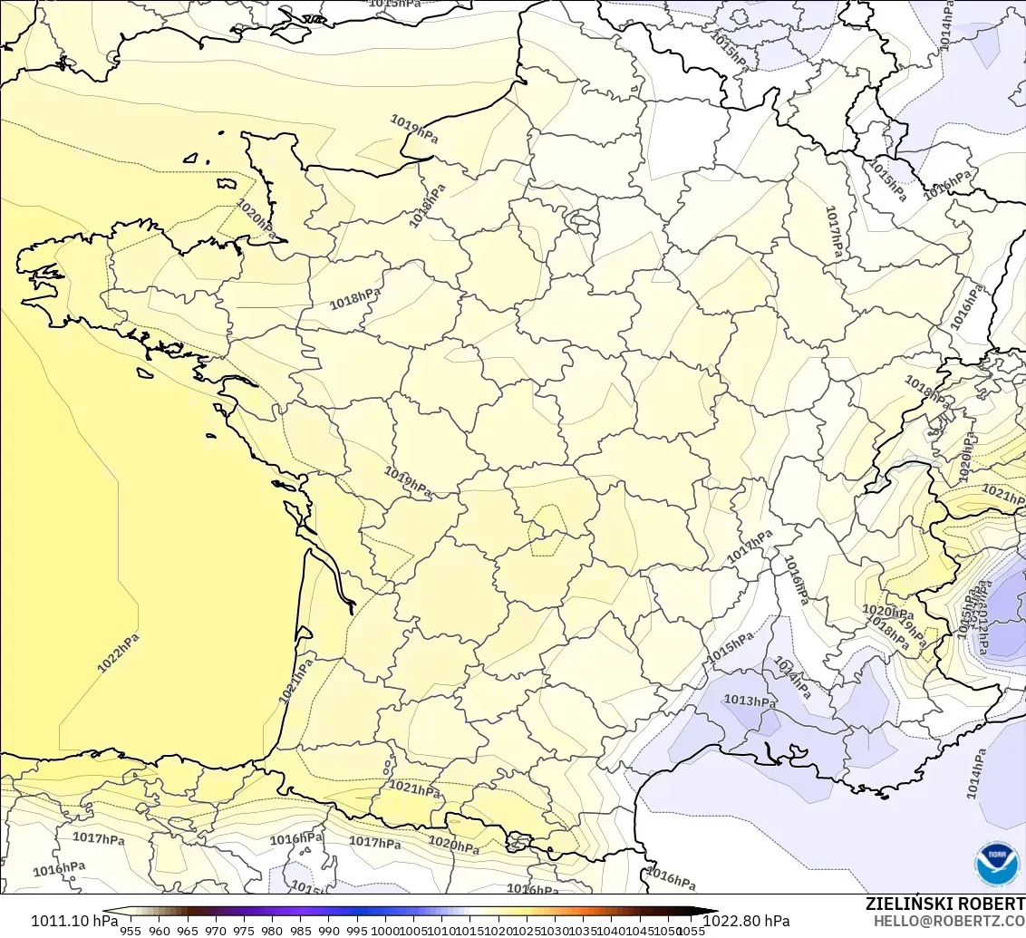 GFS modelo - Francia, Presión