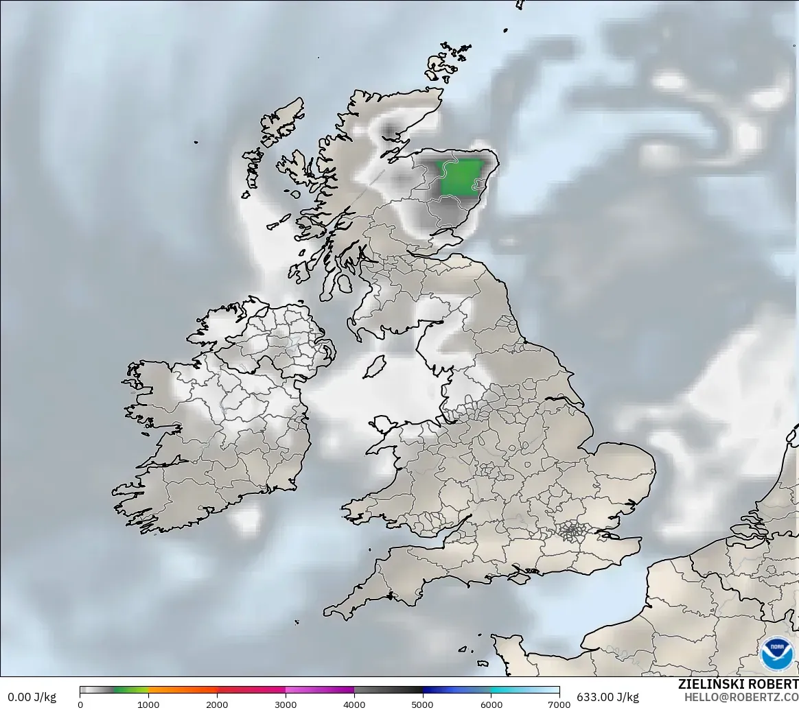 GFS modelo - Reino Unido, CAPE
