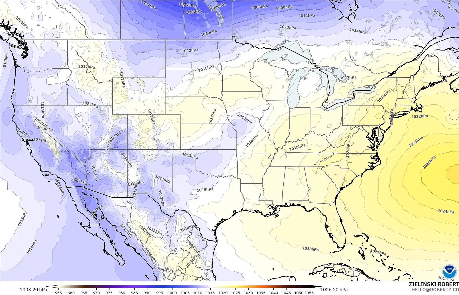 GFS modelo - Estados Unidos, Presión