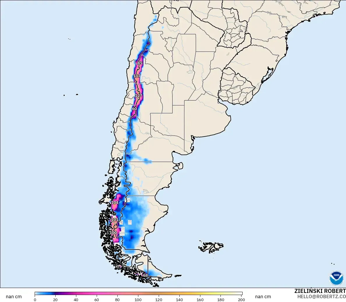 GFS modelo - Argentina, Profundidad de nieve