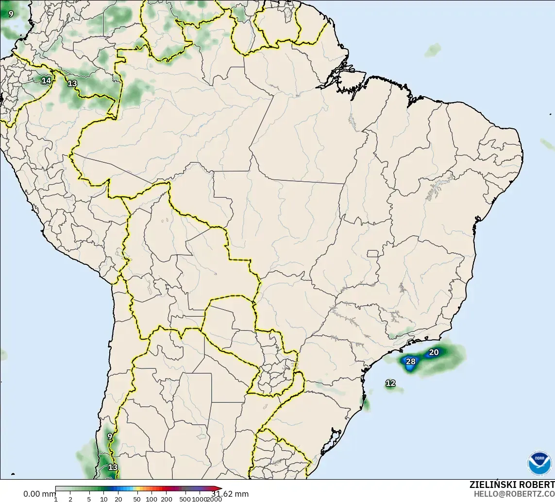 GFS modelo - Brasil, Acumulación de precipitación