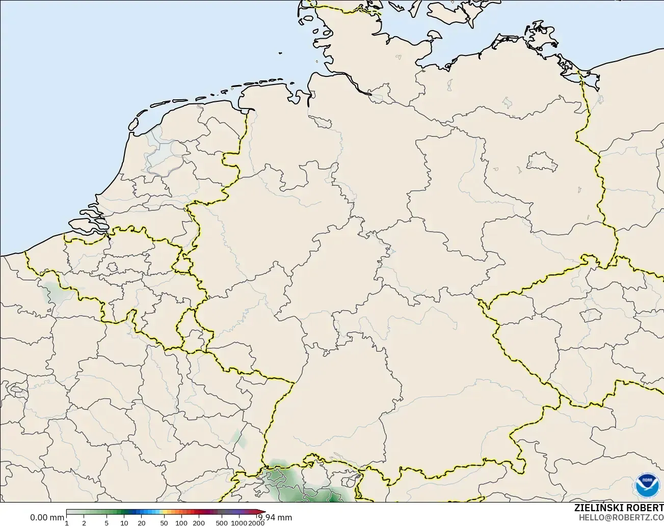 GFS modelo - Alemania, Acumulación de precipitación