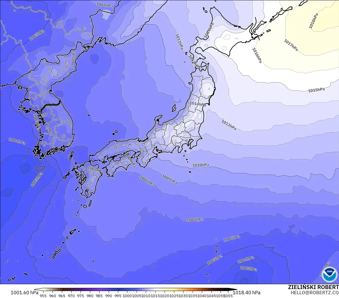 GFS modelo - Japón, Presión