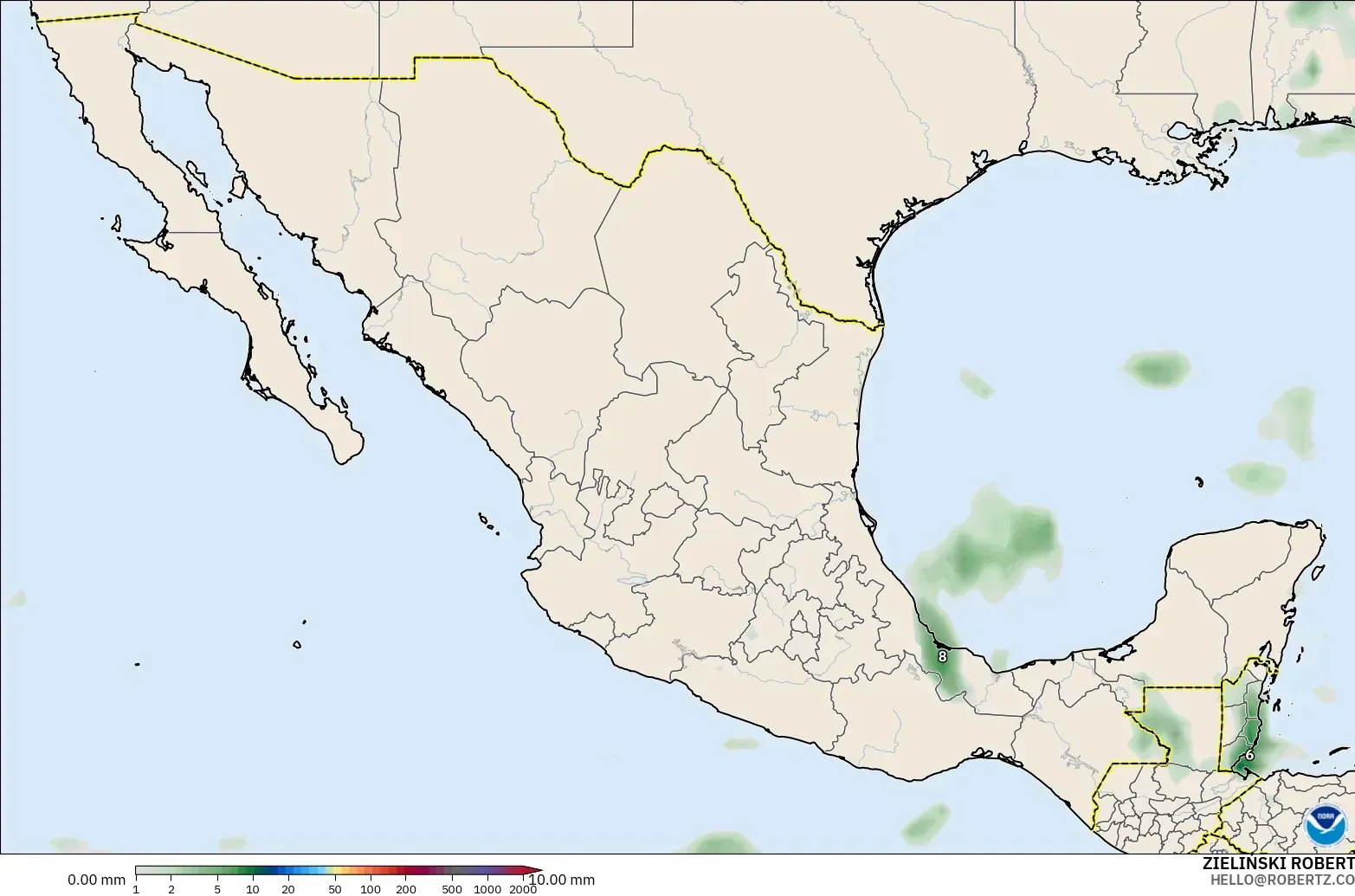 GFS modelo - México, Acumulación de precipitación