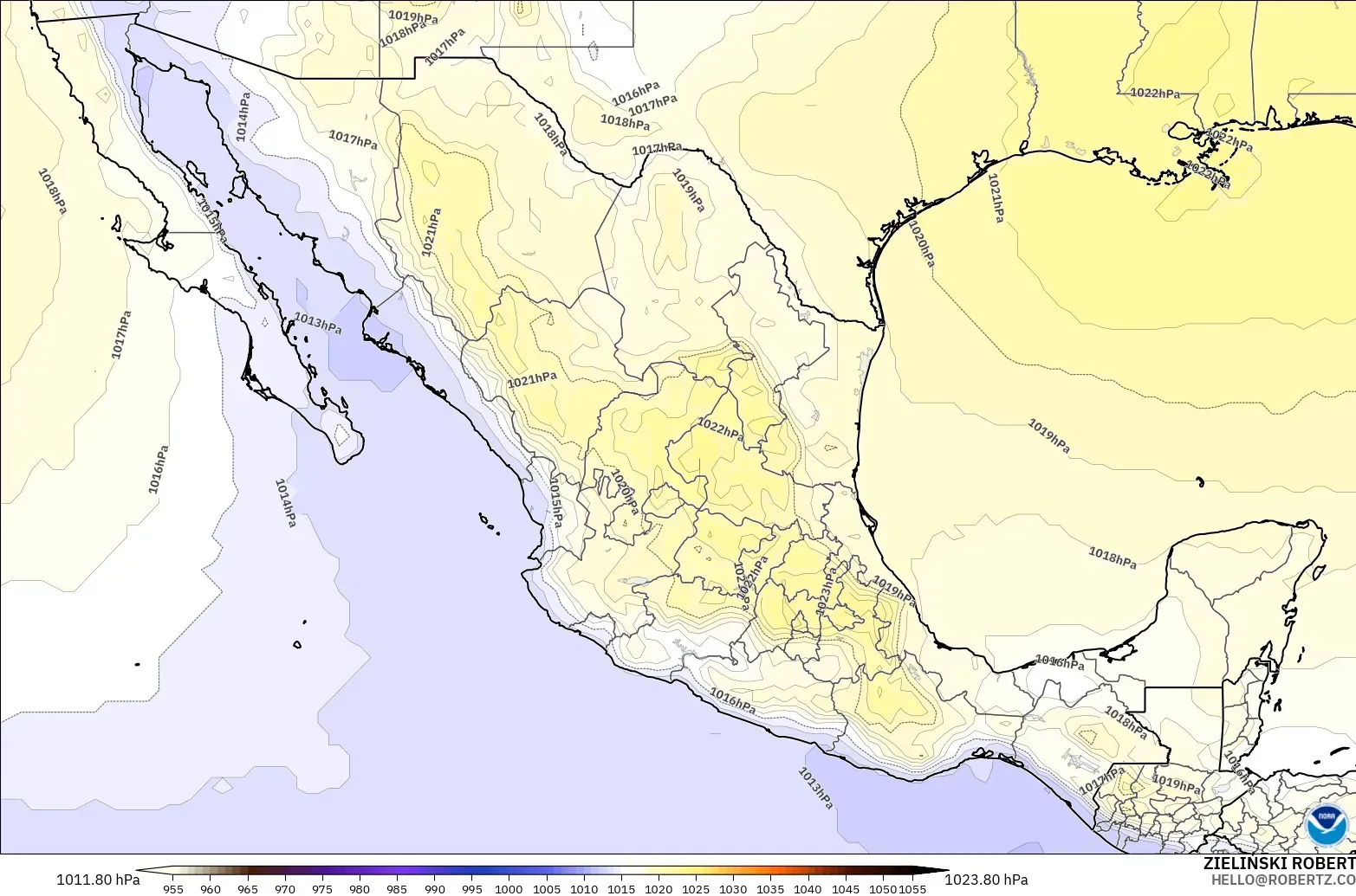 GFS modelo - México, Presión
