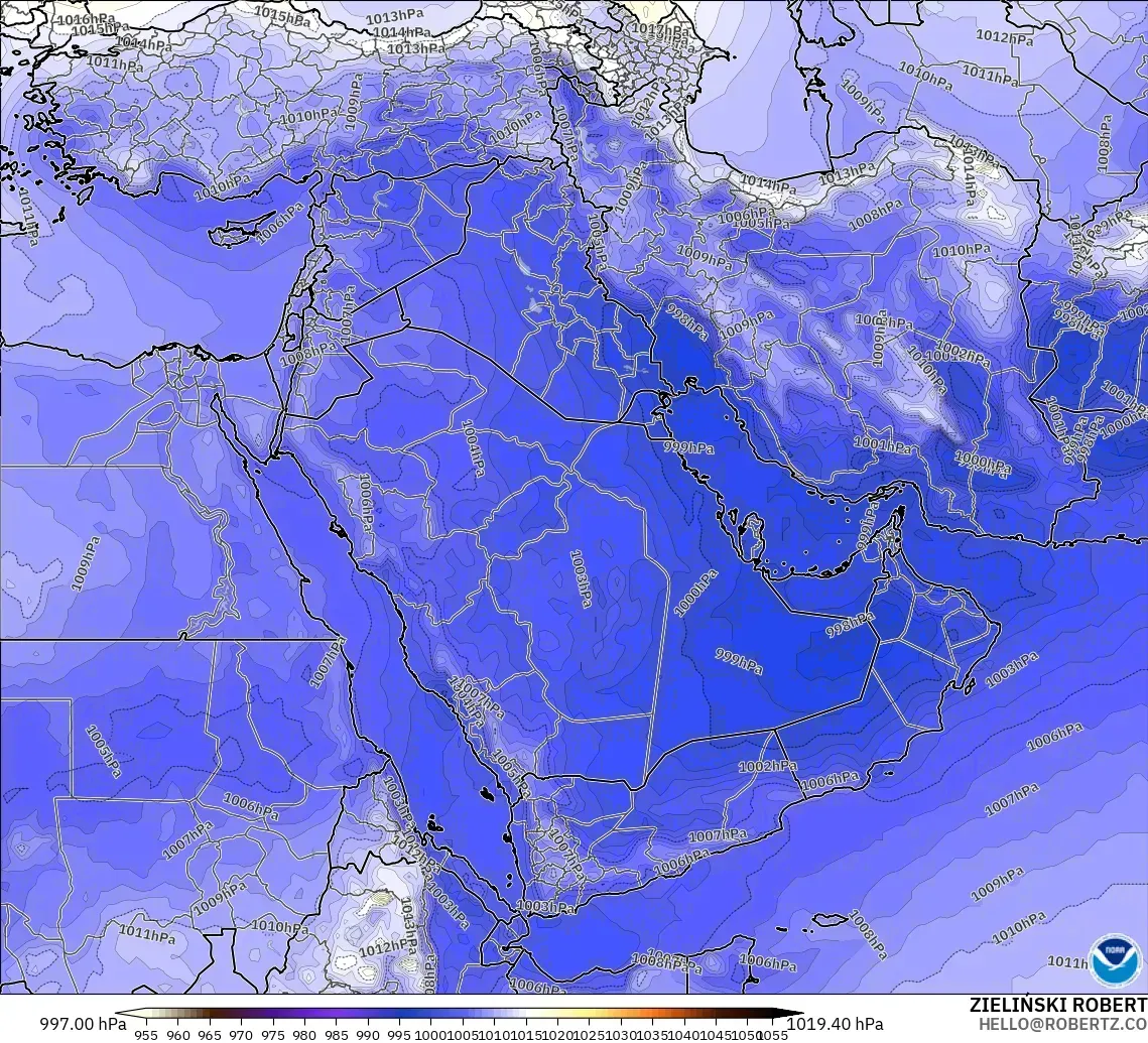 GFS modelo - Oriente Medio, Presión