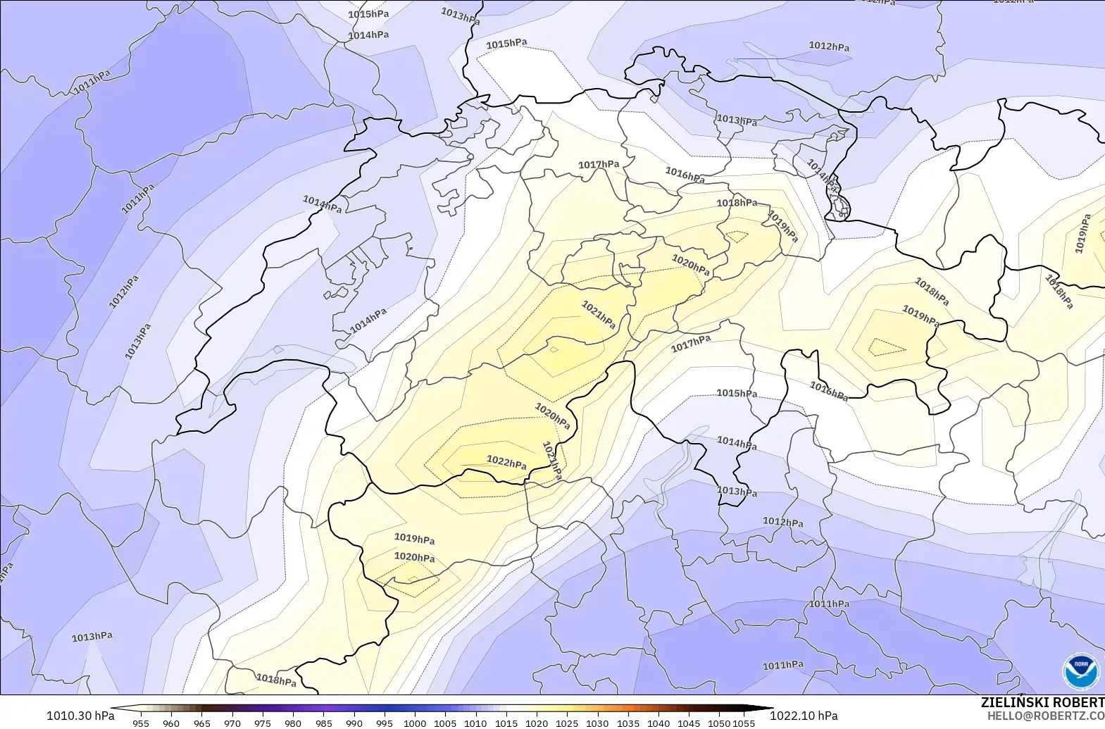 GFS modelo - Suiza, Presión