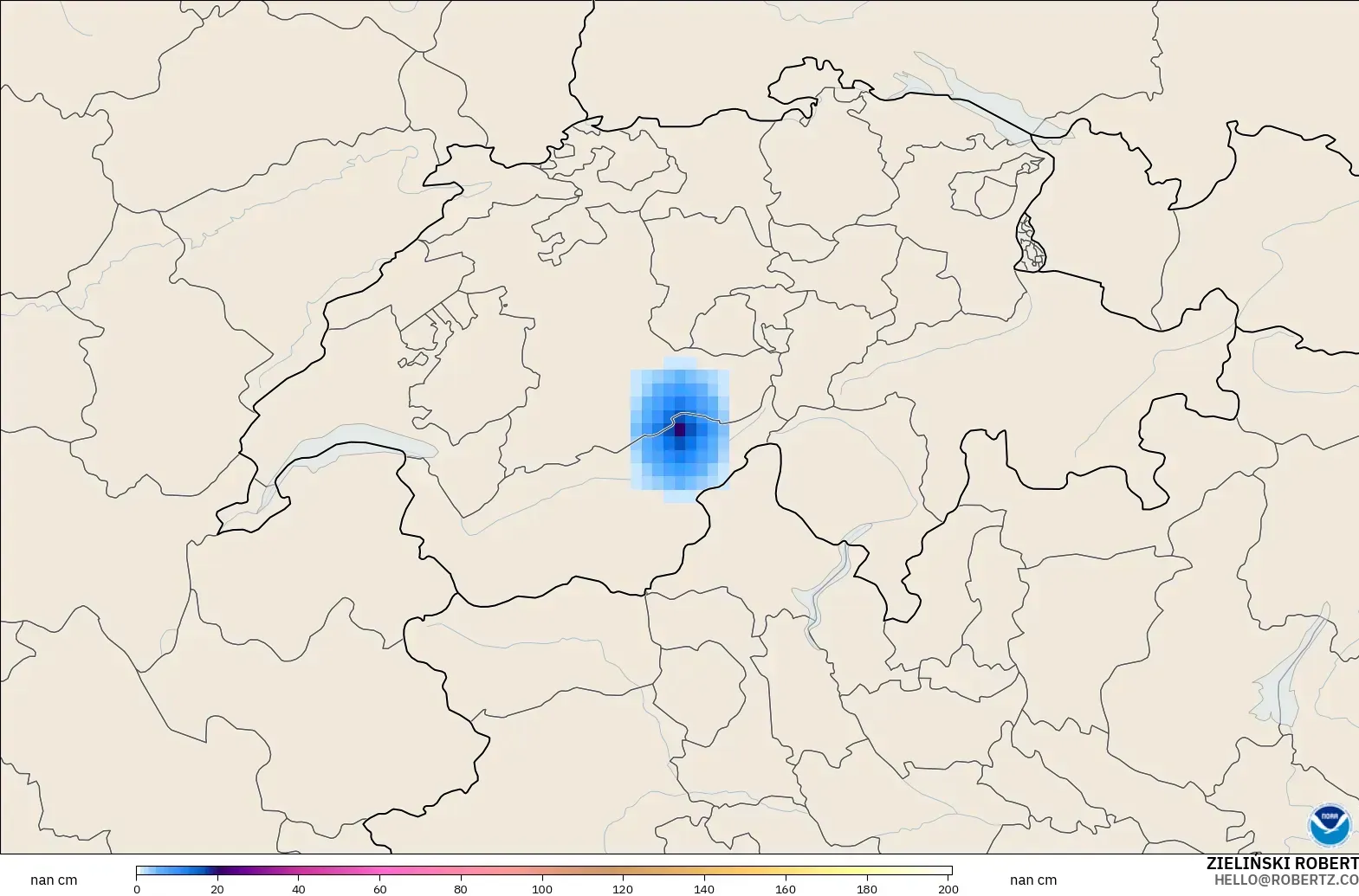 GFS modelo - Suiza, Profundidad de nieve