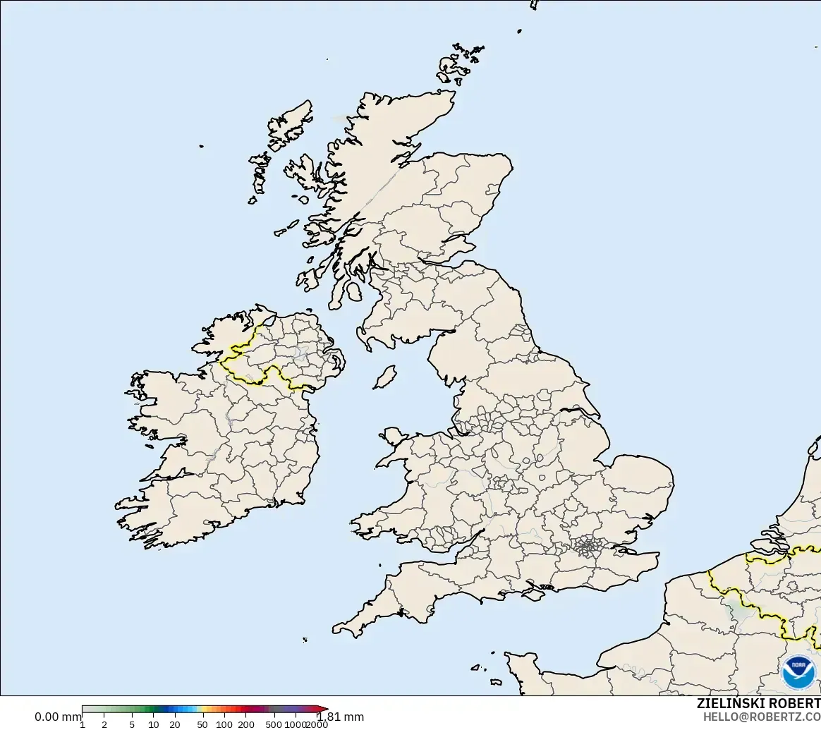 GFS modelo - Reino Unido, Acumulación de precipitación