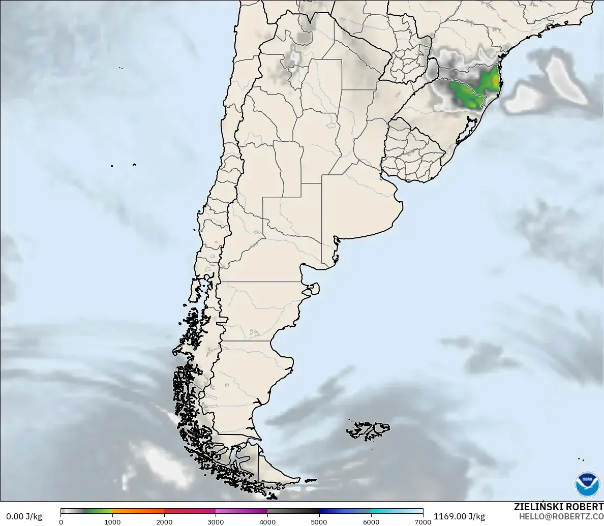 GFS modelo - Argentina, CAPE