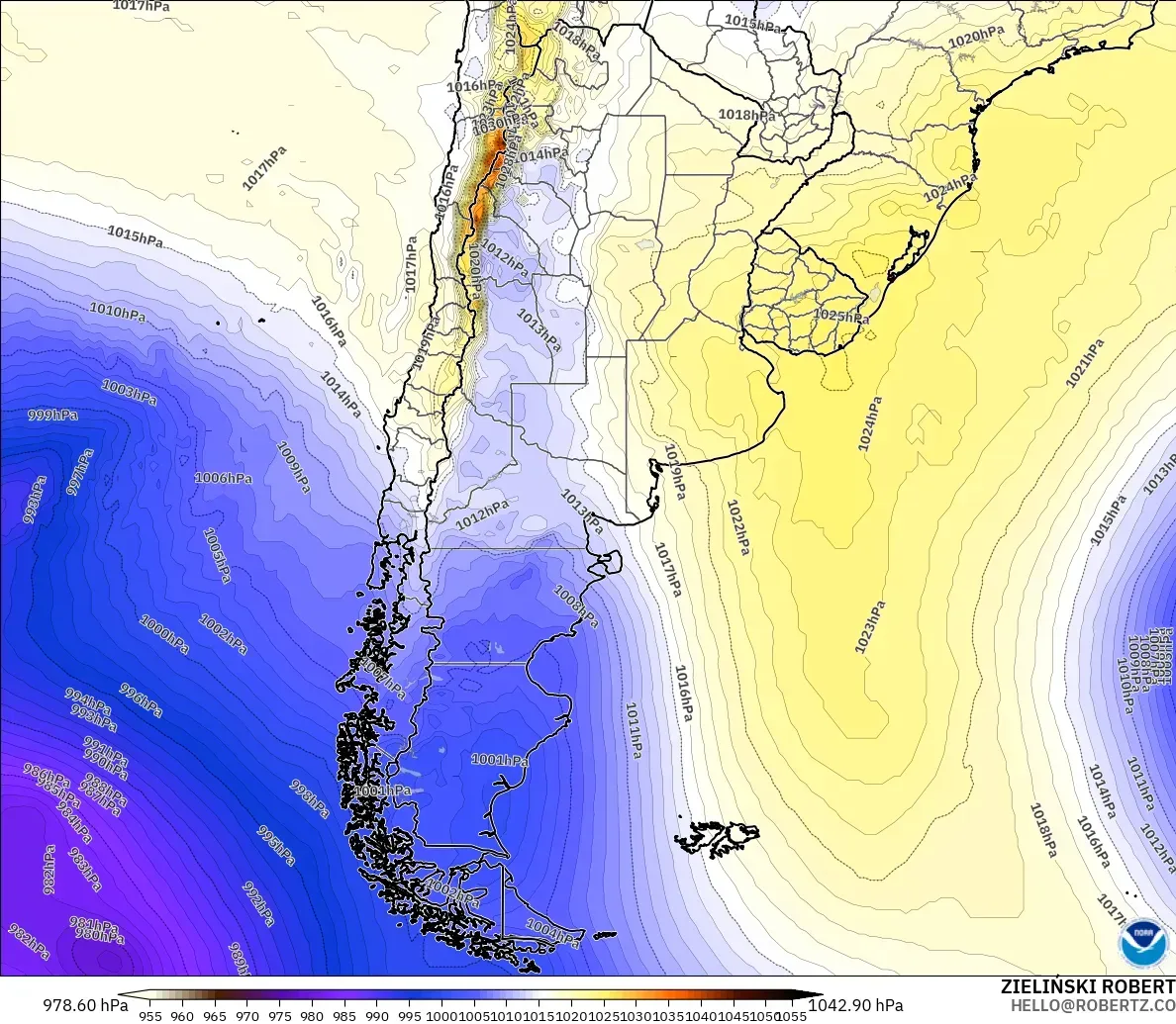 GFS modelo - Argentina, Presión