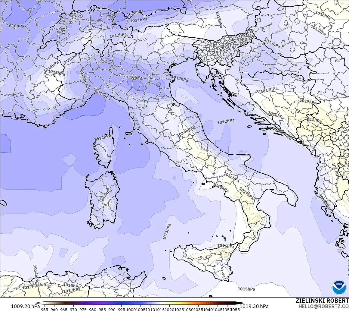 GFS modelo - Italia, Presión