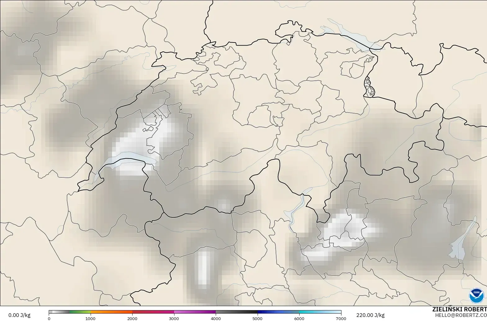 GFS modelo - Suiza, CAPE