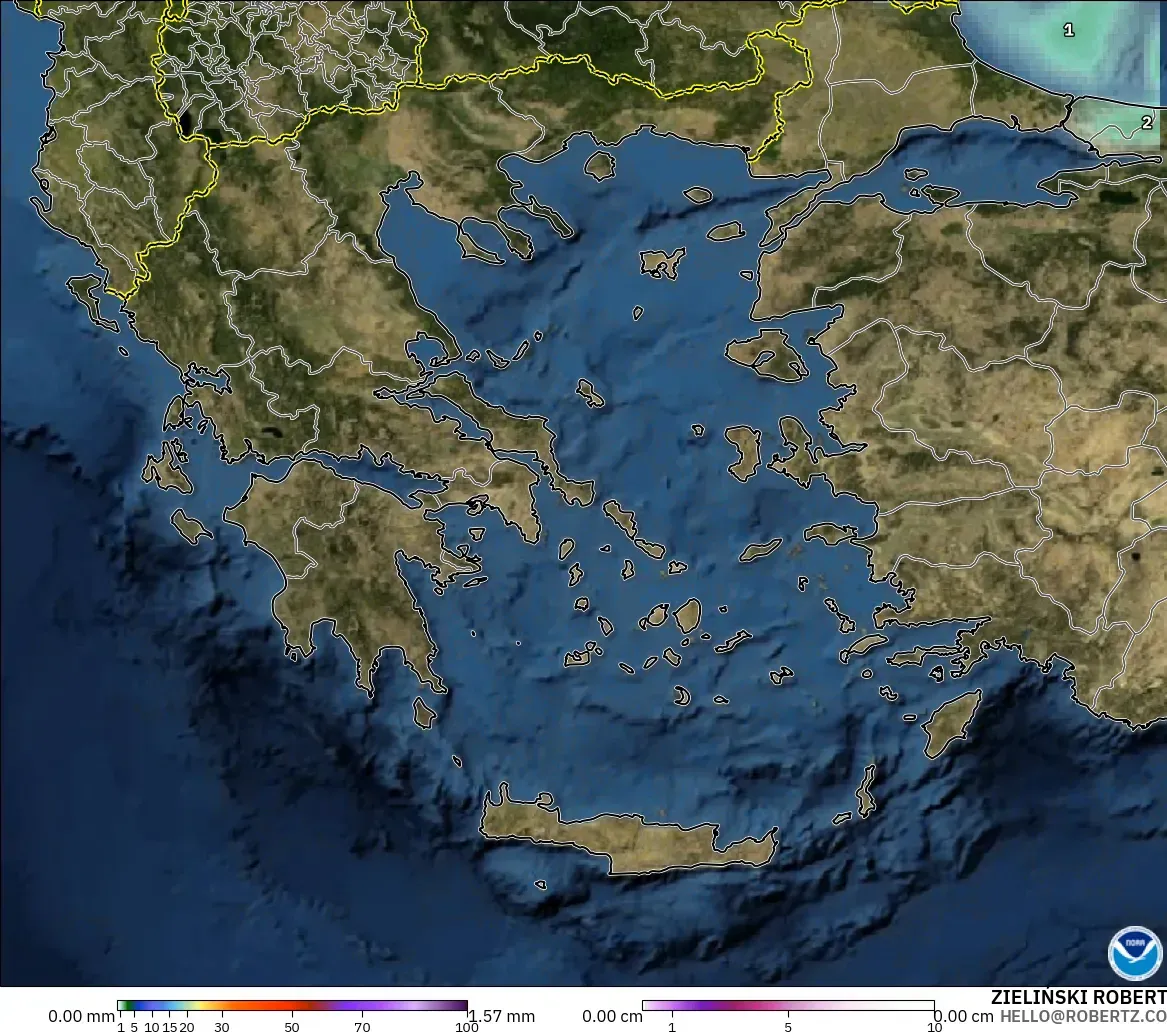 GFS modelo - Grecia, Precipitación, nubes y presión