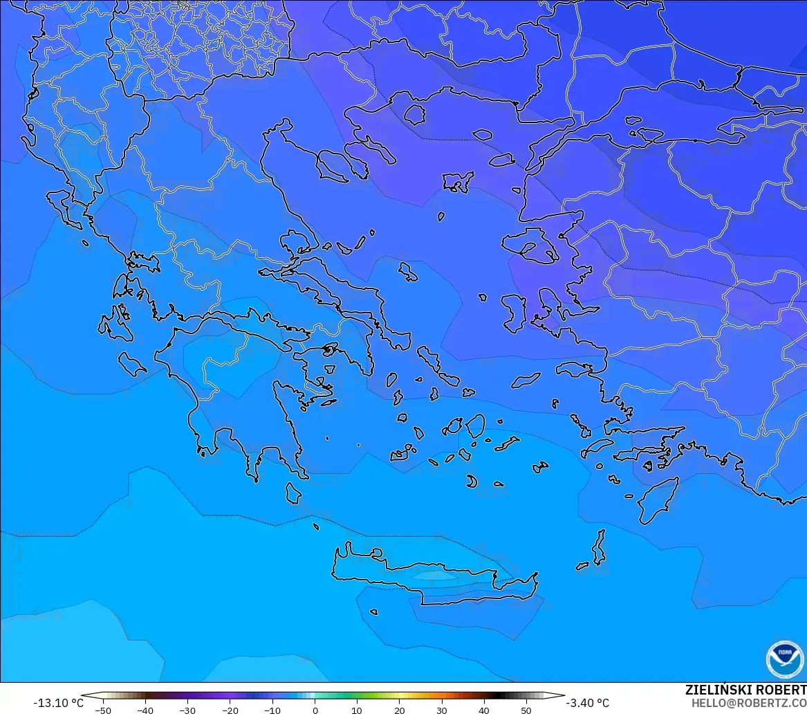 GFS modelo - Grecia, Temperatura a 500 hPa