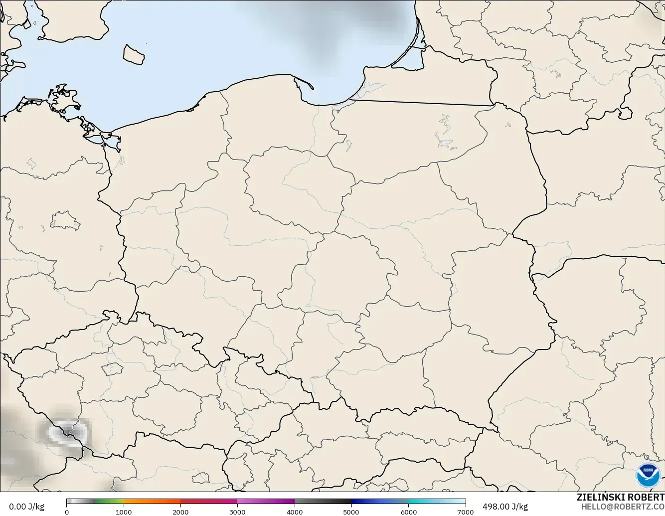 GFS modelo - Polonia, CAPE