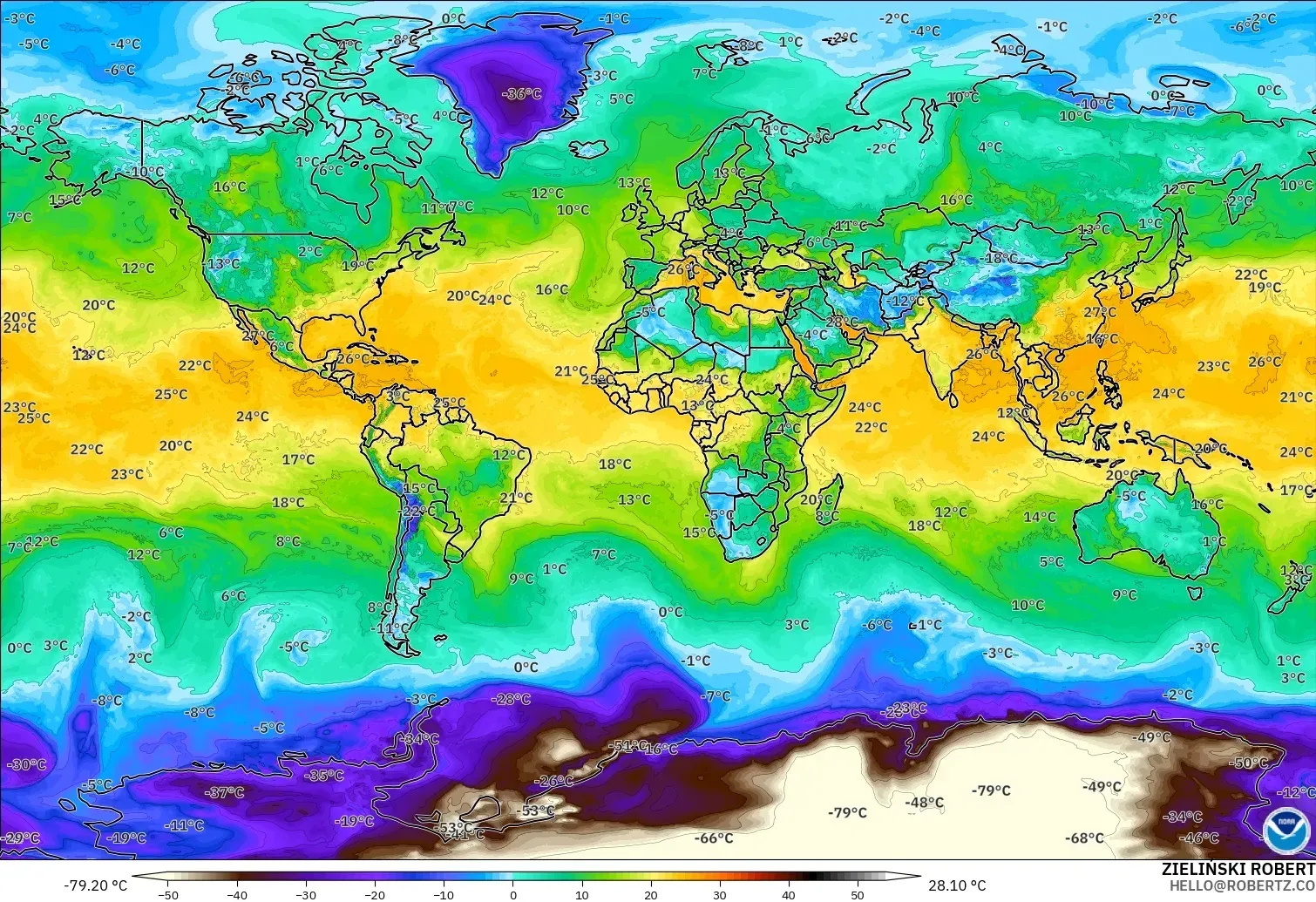 GFS modelo - Mundo, Punto de rocío a 2 m