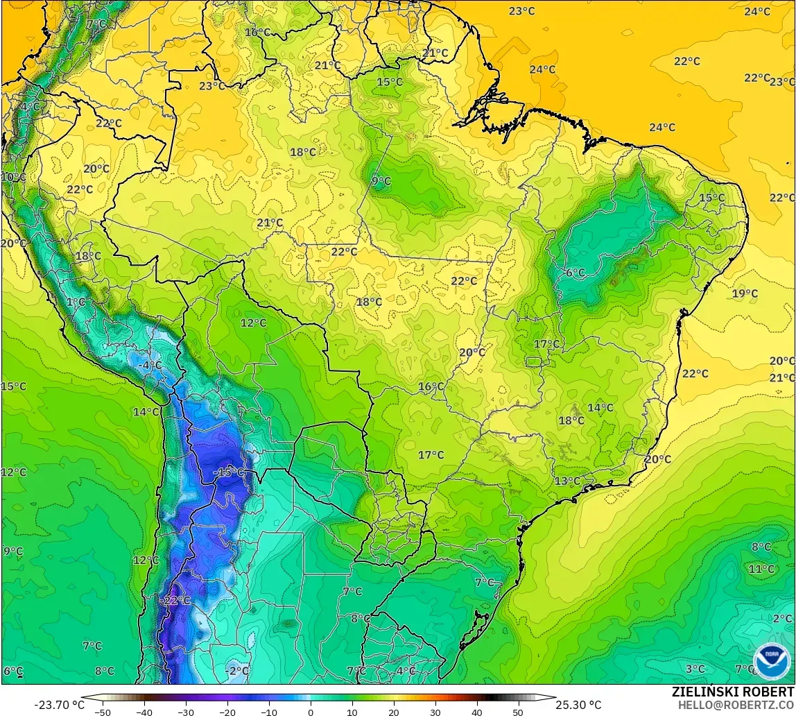 GFS modelo - Brasil, Punto de rocío a 2 m