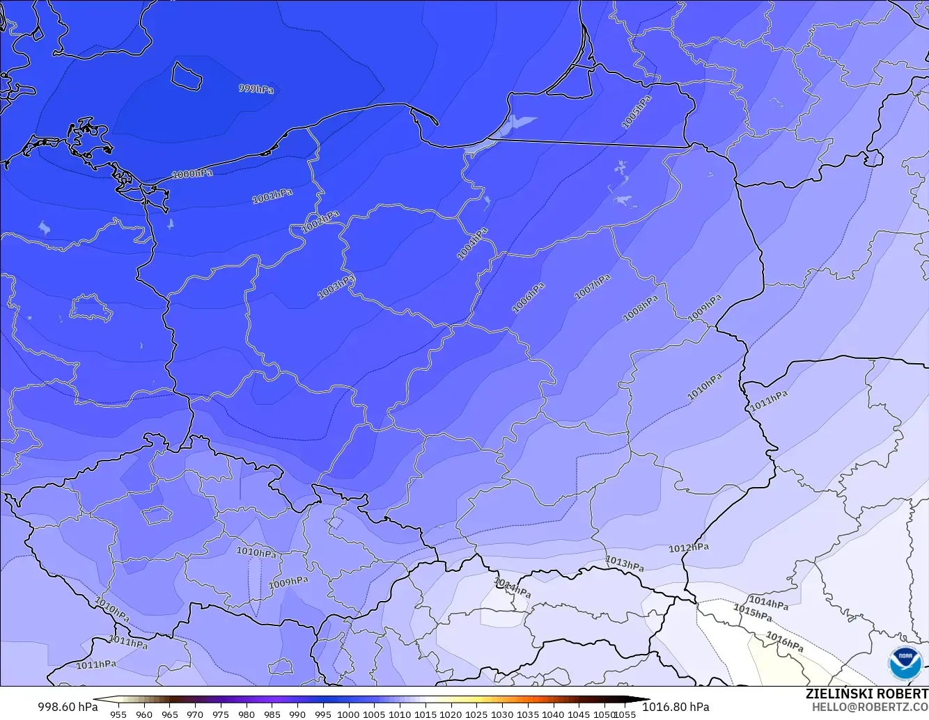 GFS modelo - Polonia, Presión