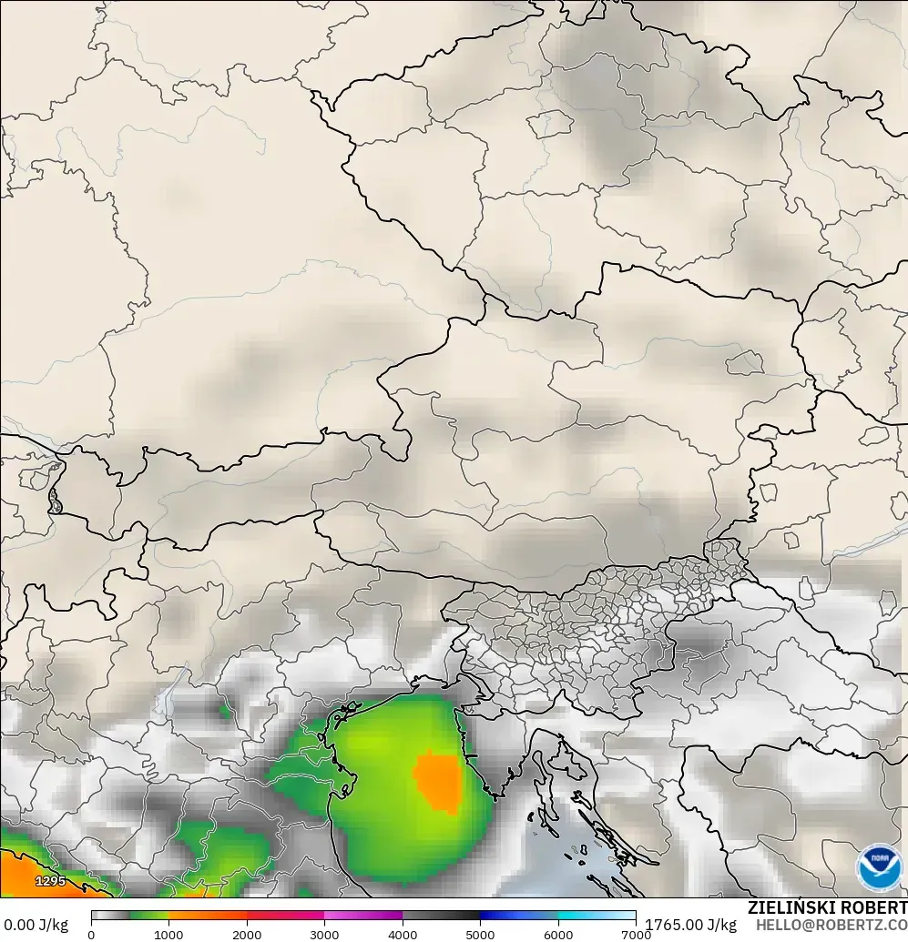 GFS modelo - Austria, CAPE