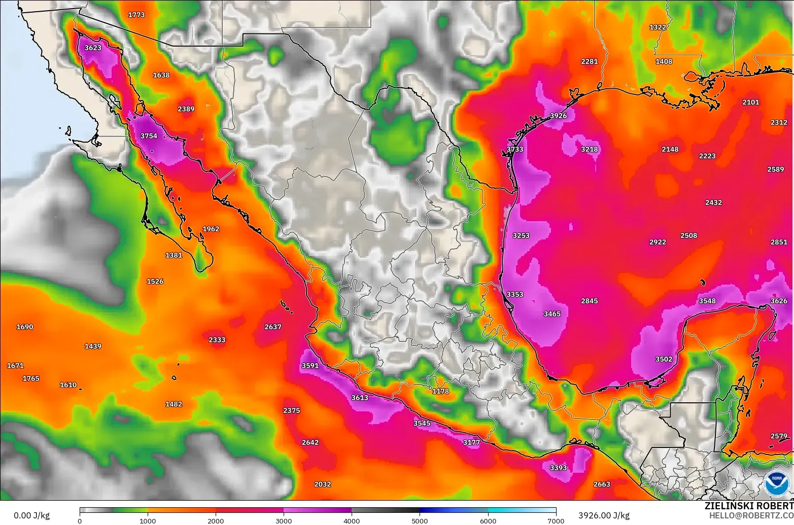 GFS modelo - México, CAPE