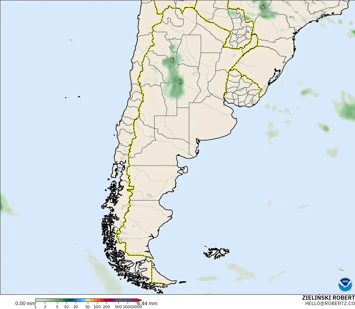 GFS modelo - Argentina, Acumulación de precipitación