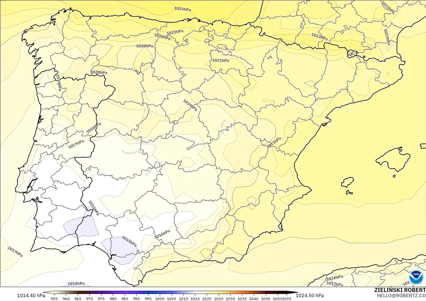 GFS modelo - España, Presión