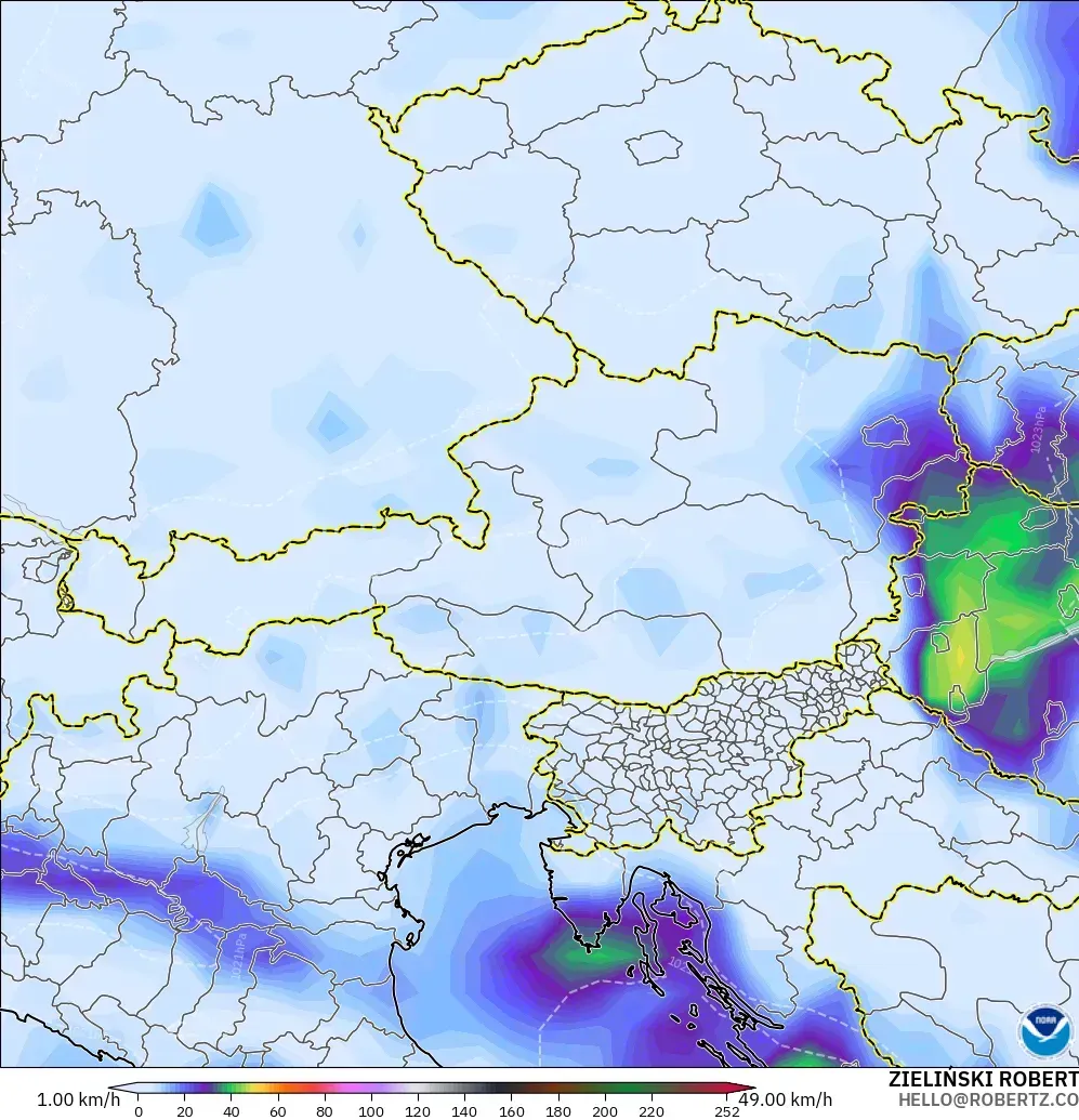 GFS modelo - Austria, Ráfagas de viento