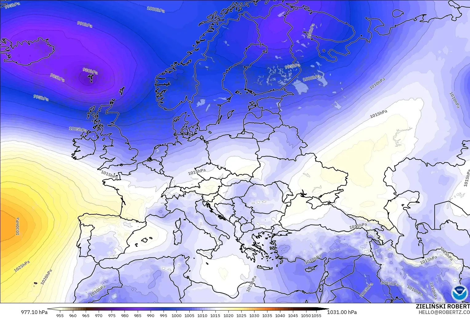 GFS modelo - Europa, Presión