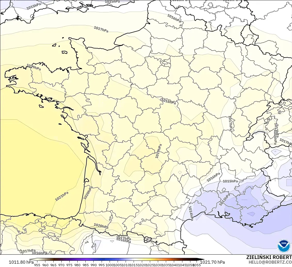 GFS modelo - Francia, Presión
