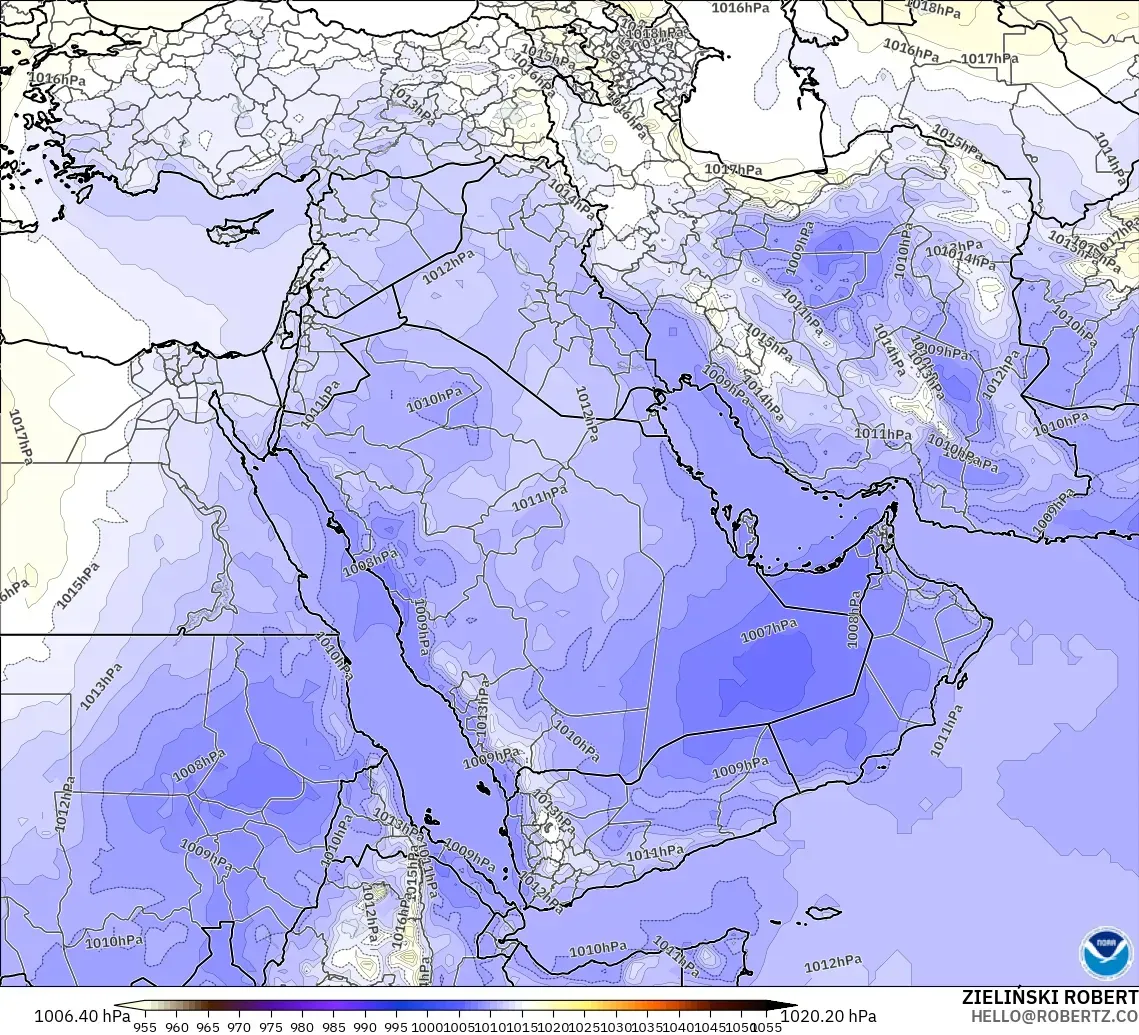 GFS modelo - Oriente Medio, Presión