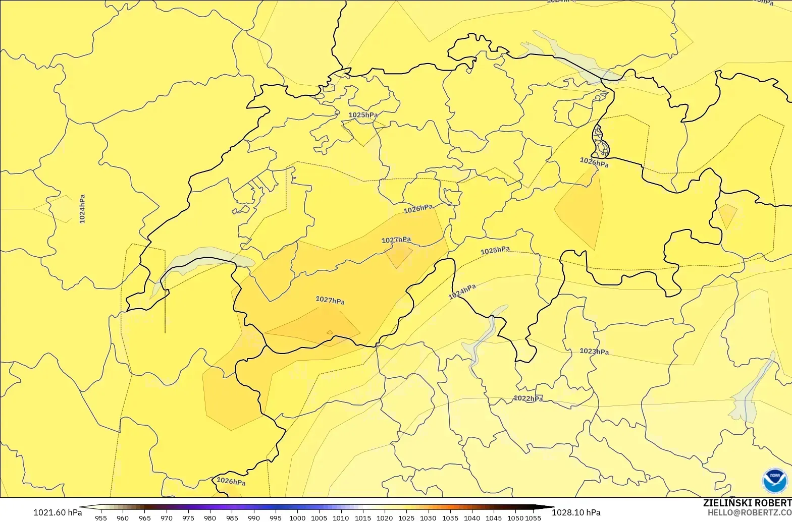 GFS modelo - Suiza, Presión