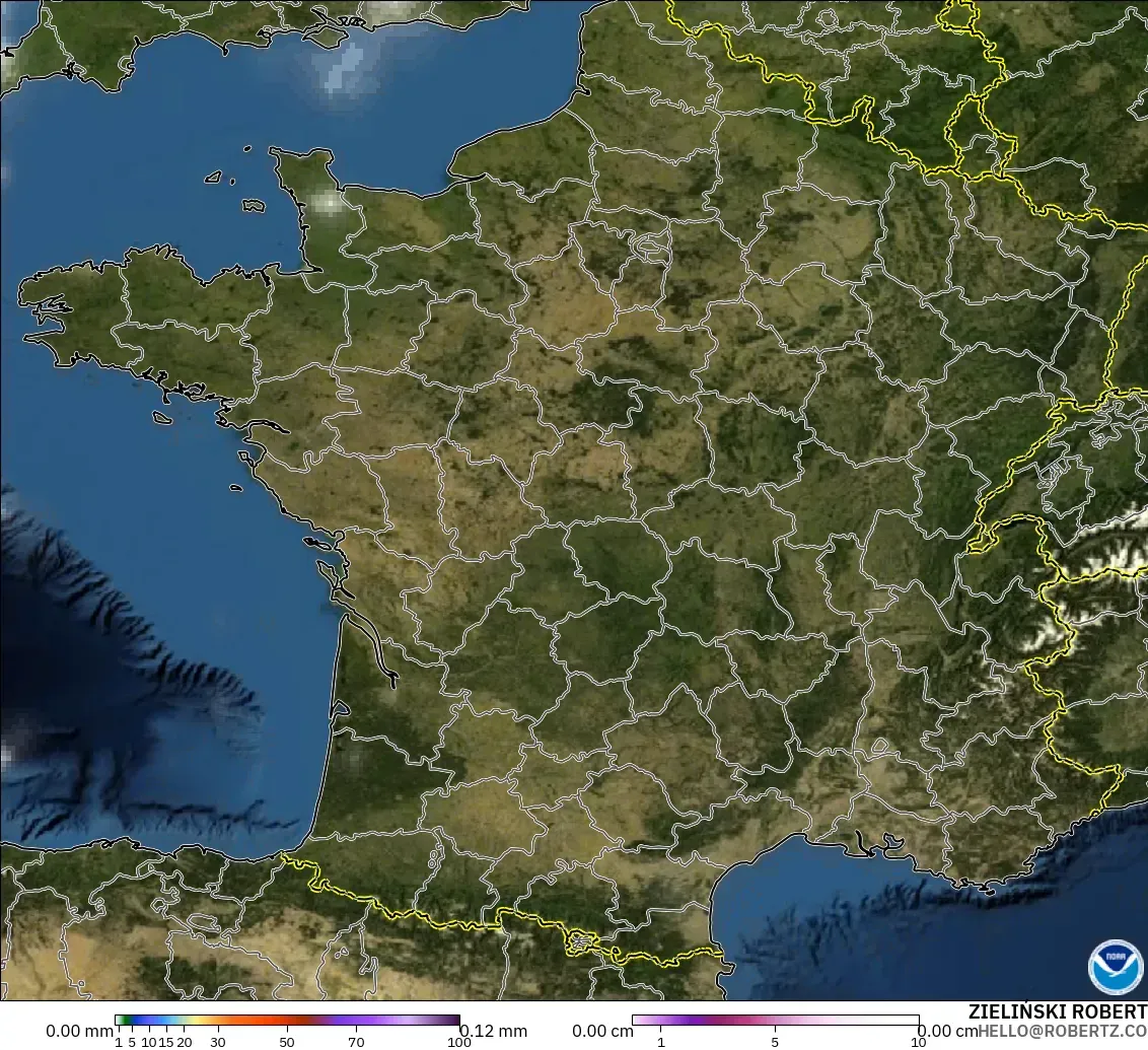 GFS modelo - Francia, Precipitación, nubes y presión