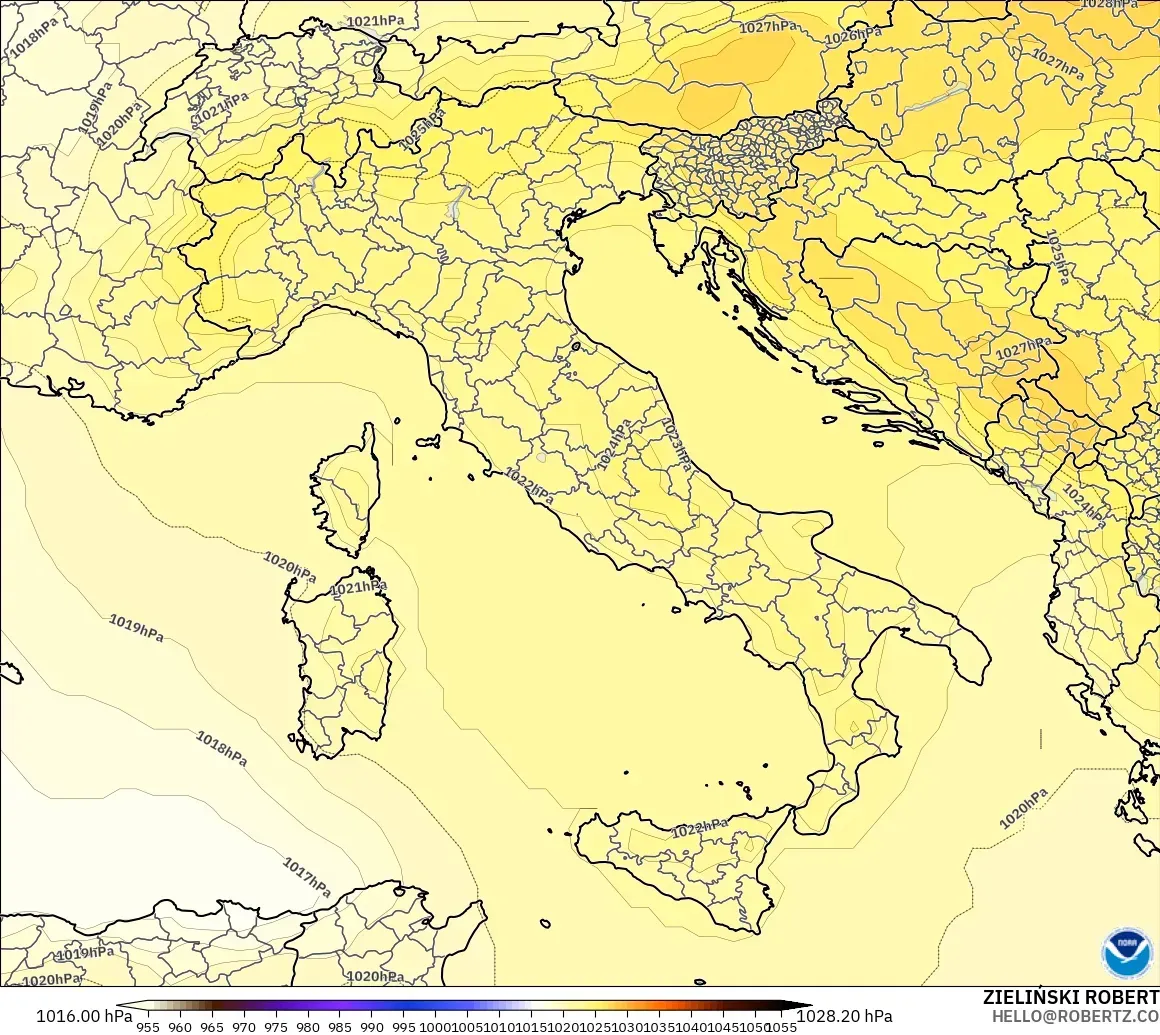 GFS modelo - Italia, Presión