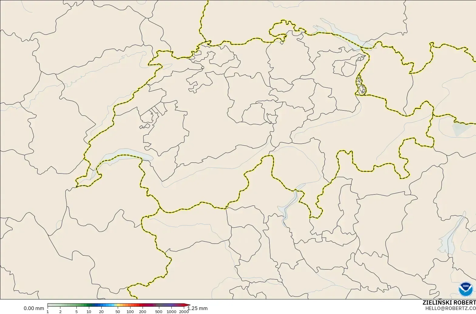 GFS modelo - Suiza, Acumulación de precipitación