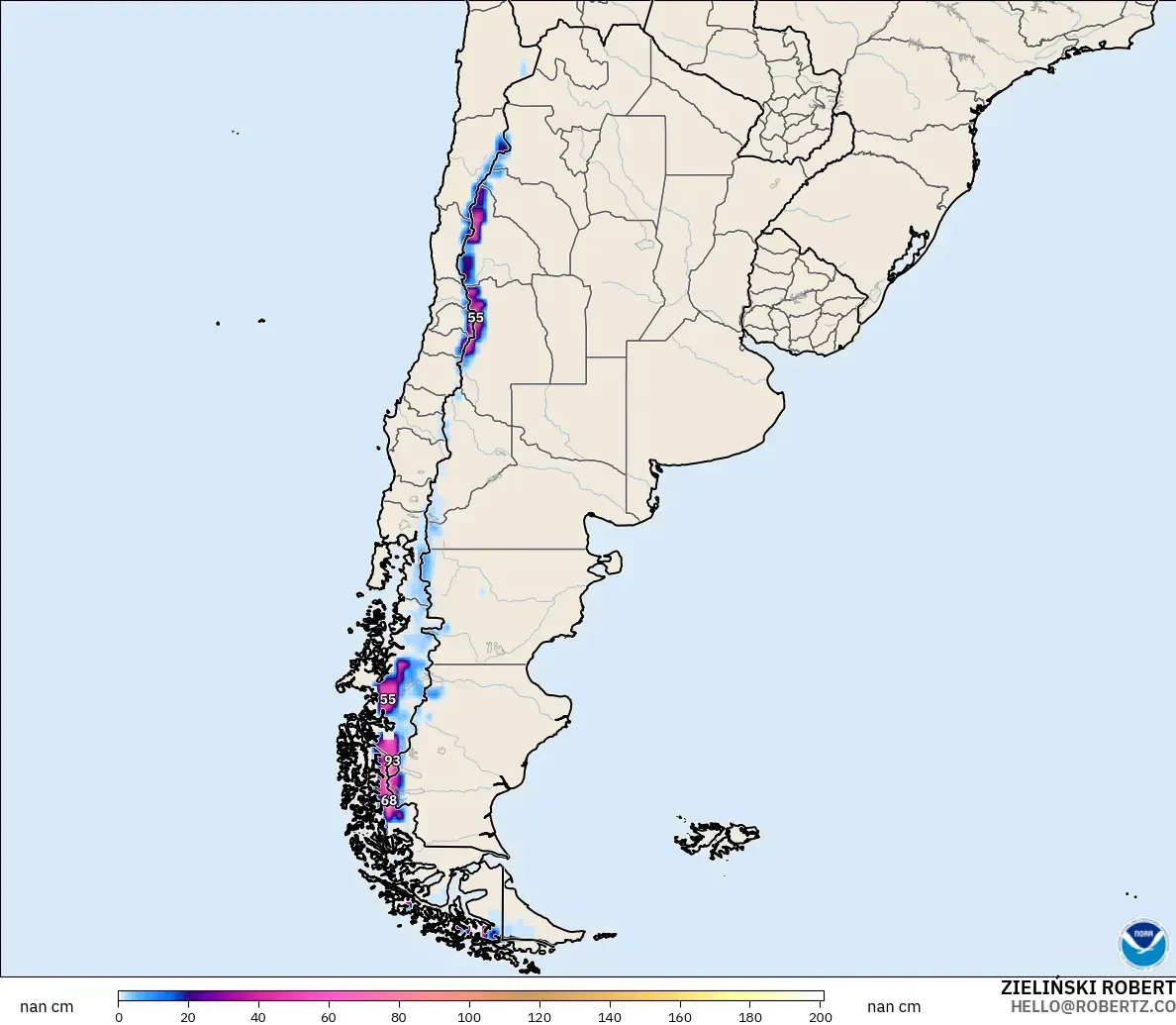 GFS modelo - Argentina, Profundidad de nieve
