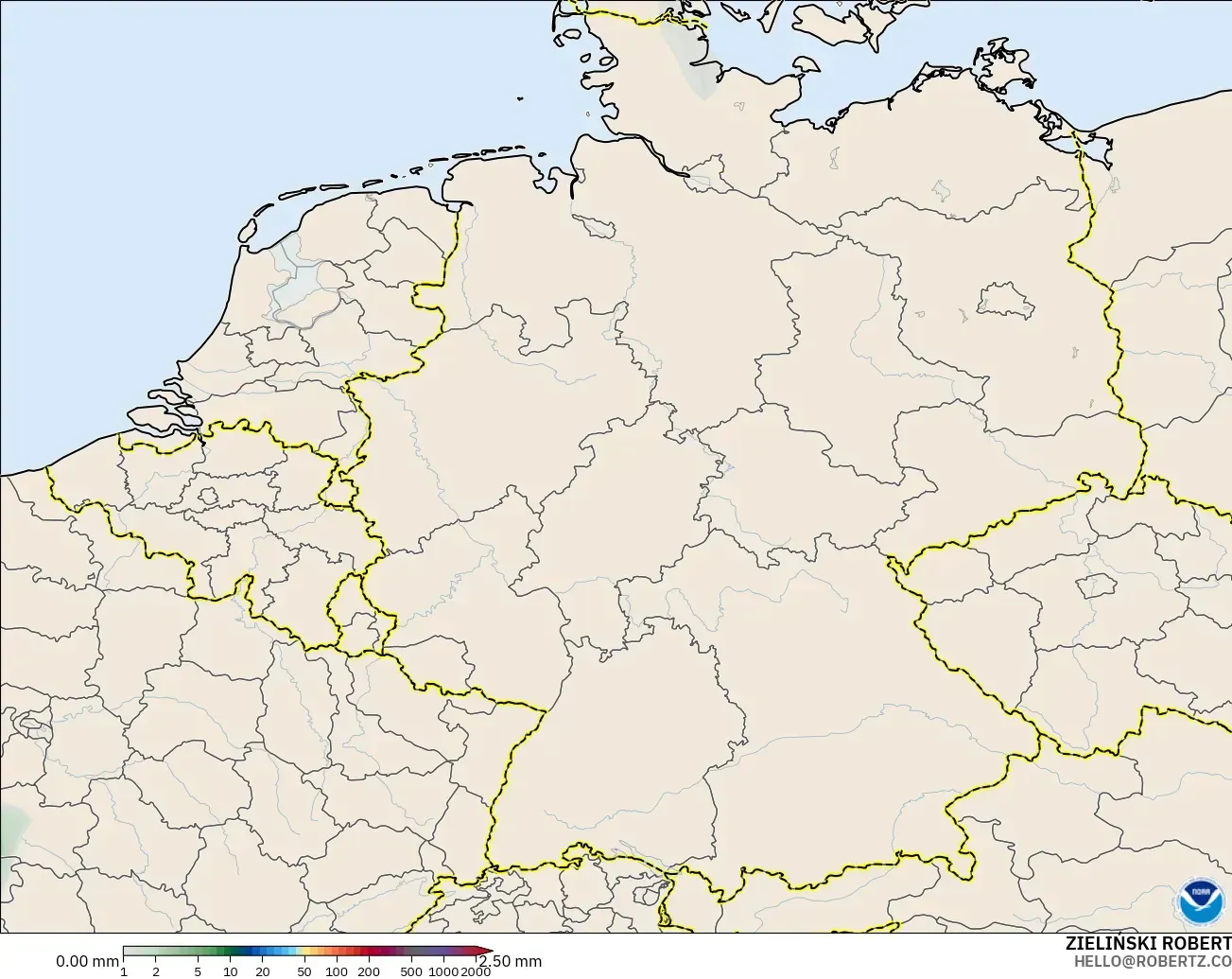GFS modelo - Alemania, Acumulación de precipitación
