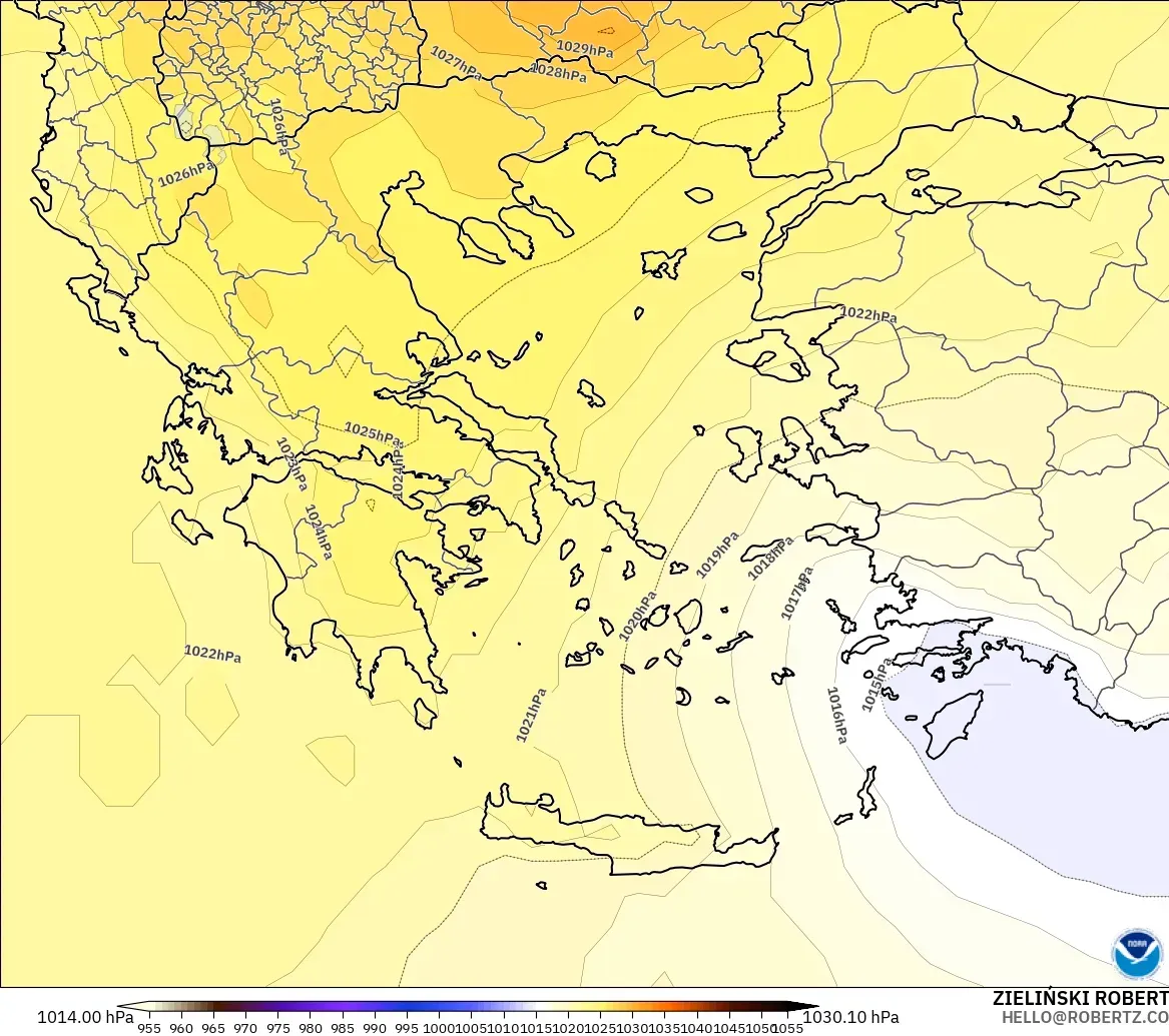 GFS modelo - Grecia, Presión