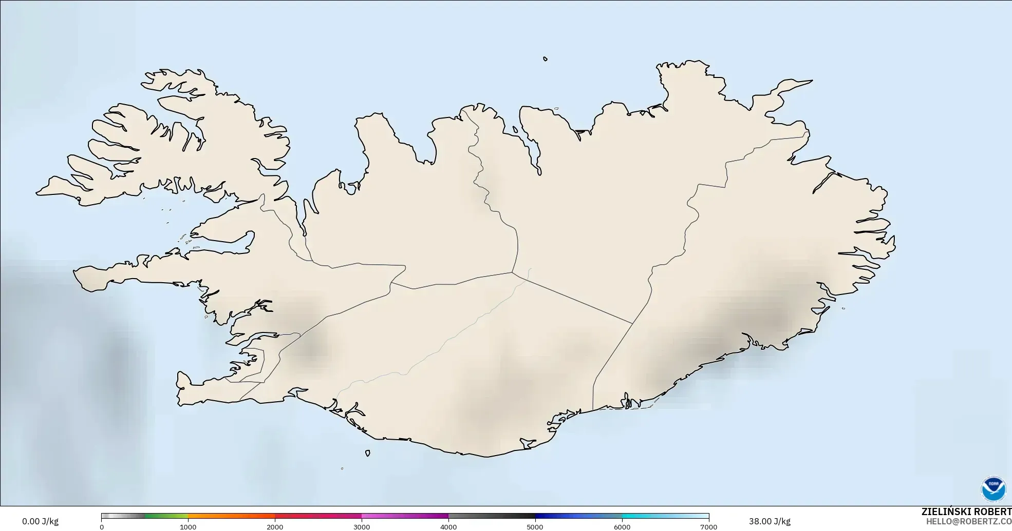 GFS modelo - Islandia, CAPE