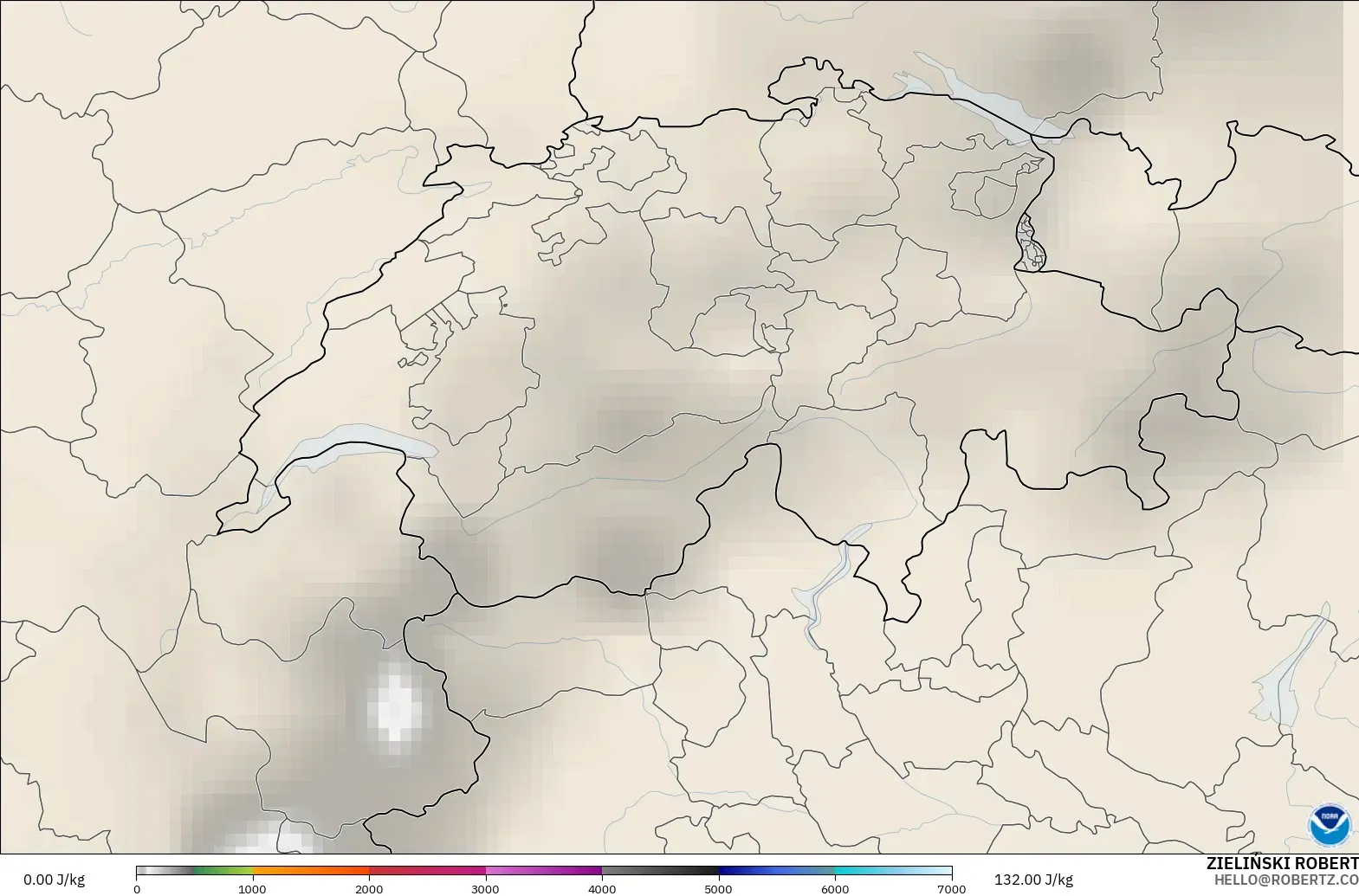 GFS modelo - Suiza, CAPE