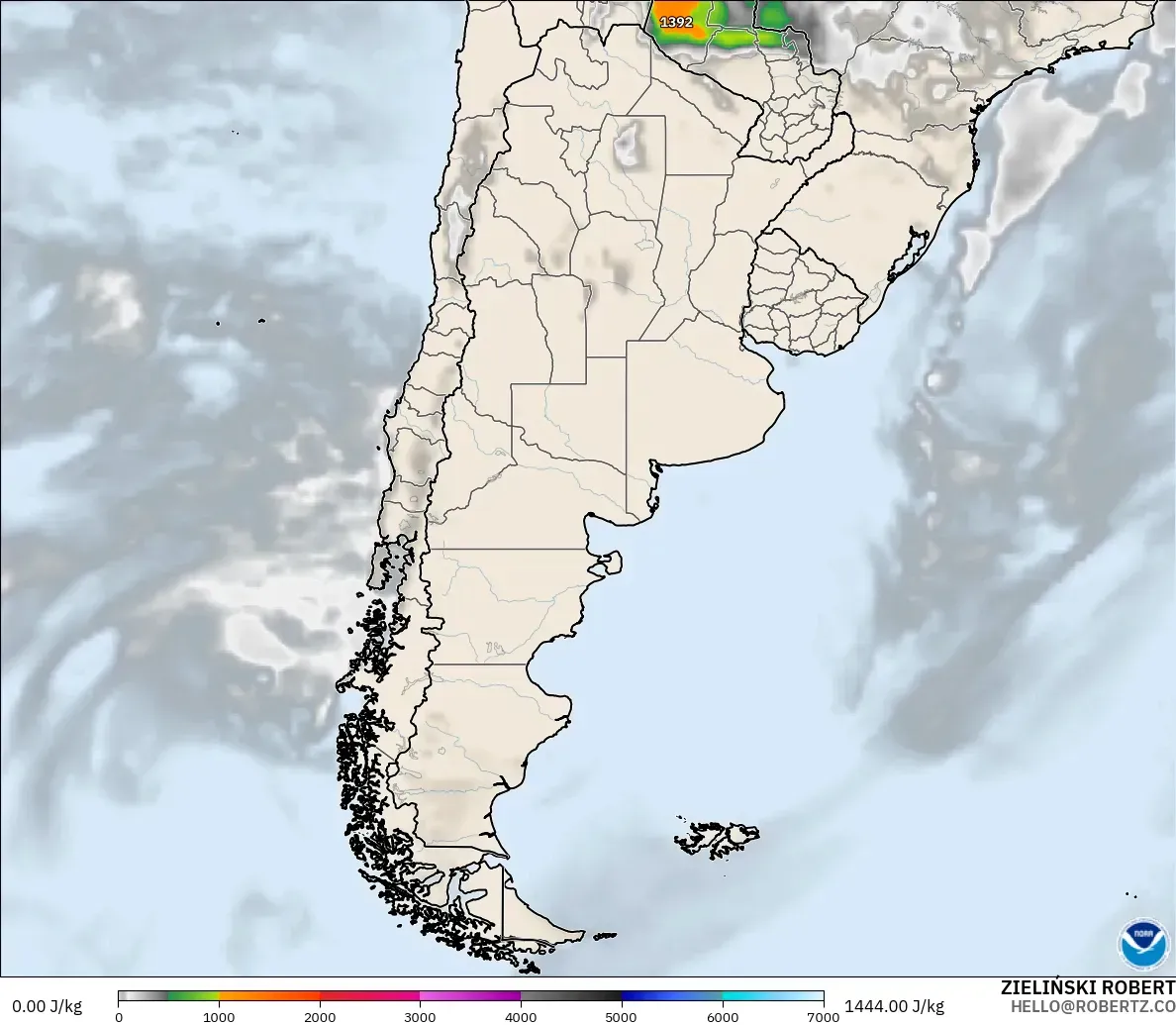 GFS modelo - Argentina, CAPE