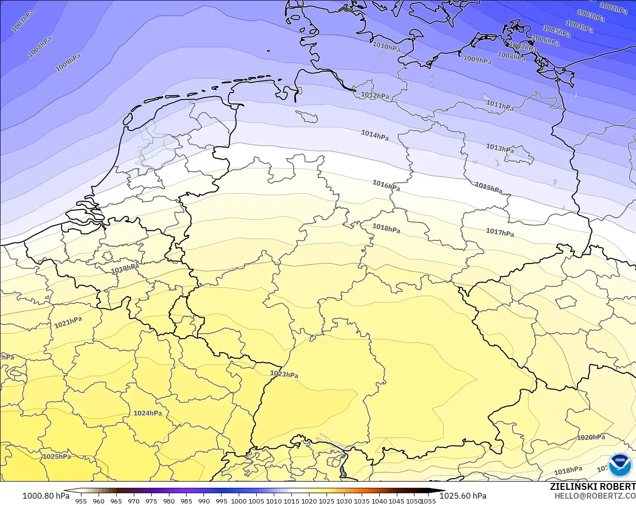 GFS modelo - Alemania, Presión