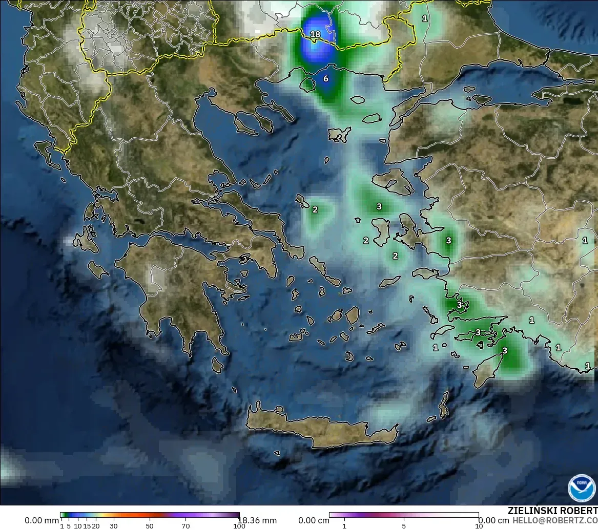 GFS modelo - Grecia, Precipitación, nubes y presión