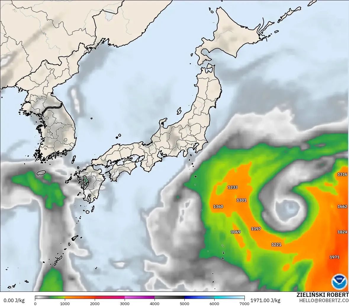 GFS modelo - Japón, CAPE