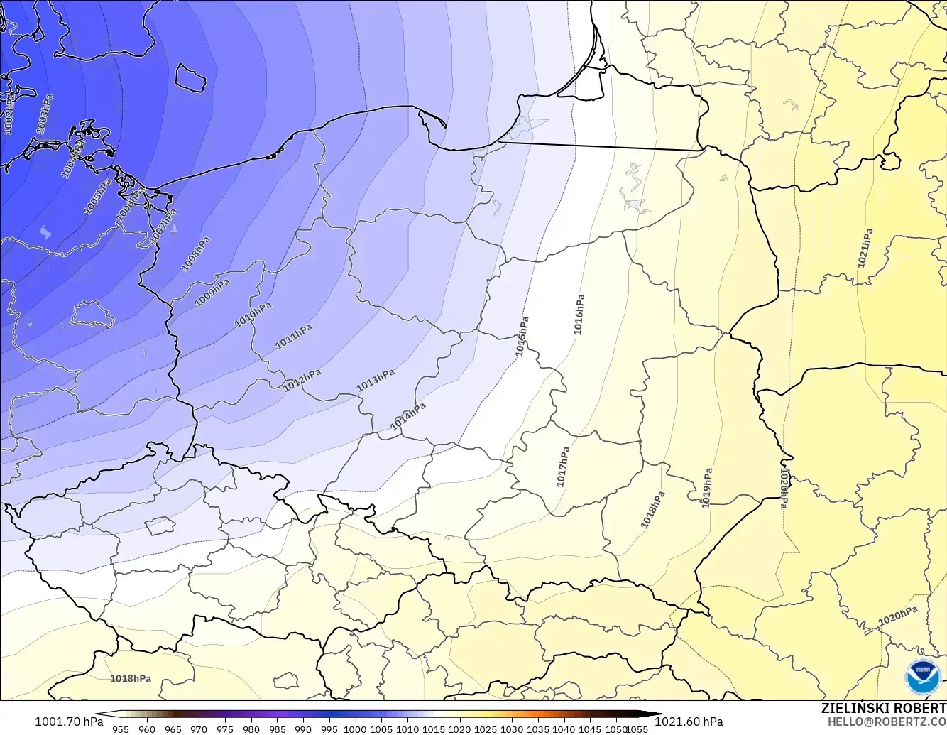 GFS modelo - Polonia, Presión