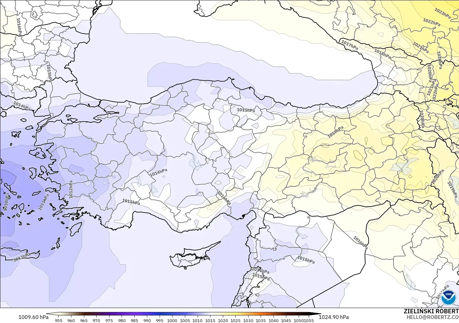 GFS modelo - Turquía, Presión