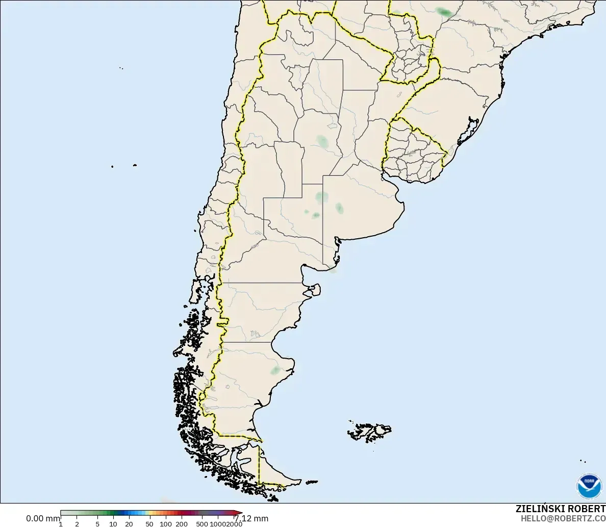 GFS modelo - Argentina, Acumulación de precipitación