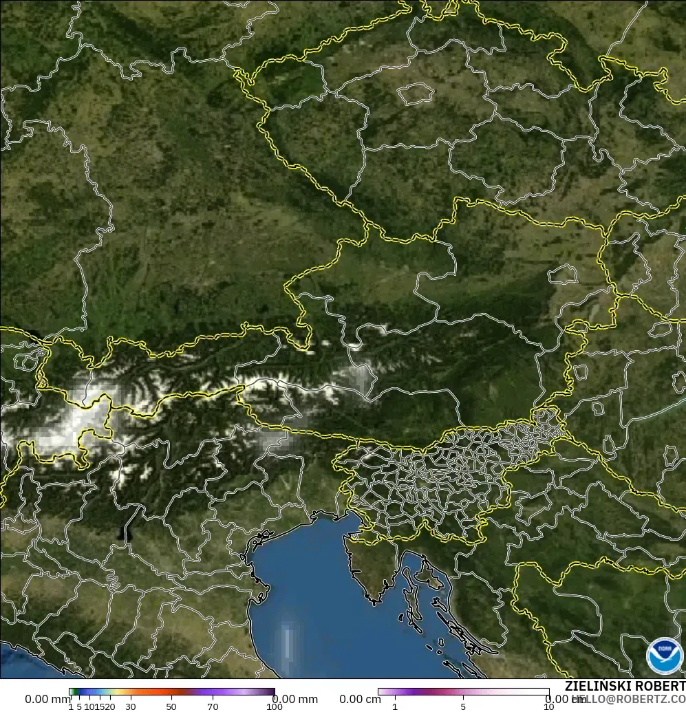 GFS modelo - Austria, Precipitación, nubes y presión