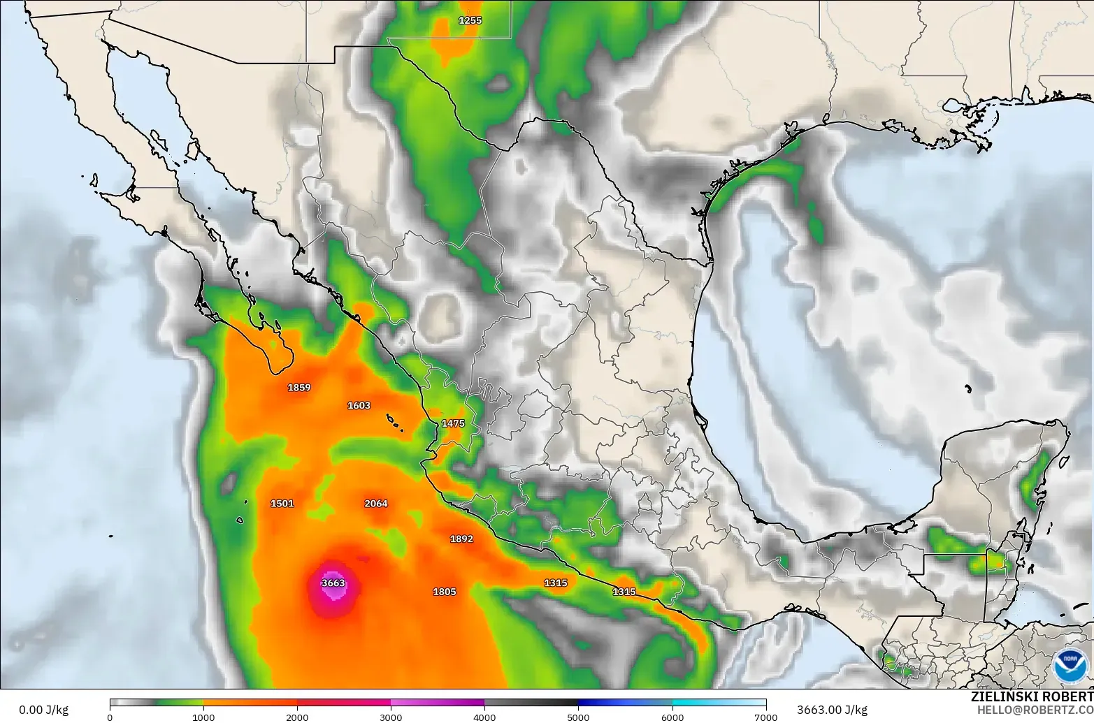 GFS modelo - México, CAPE